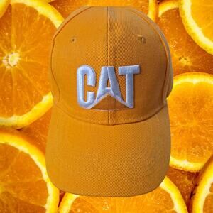NWT DF Yellow CAT Hook and Loop Closure Adjustable Baseball Hat Cap